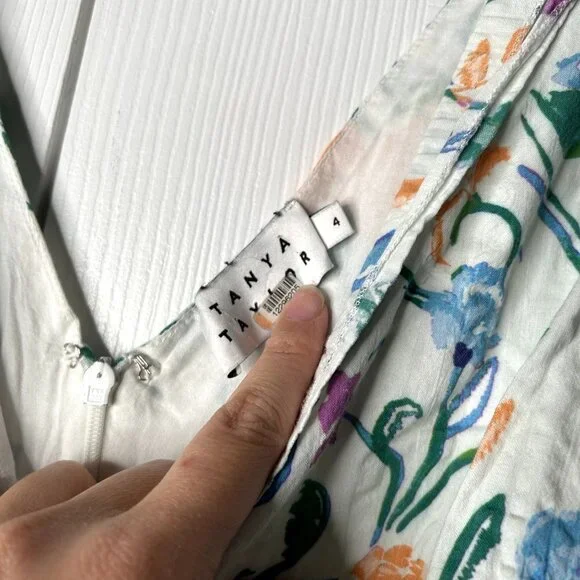 Tanya Taylor Neves White Floral Printed Sleeveless Maxi Dress Women's Size 4 - Picture 9 of 13